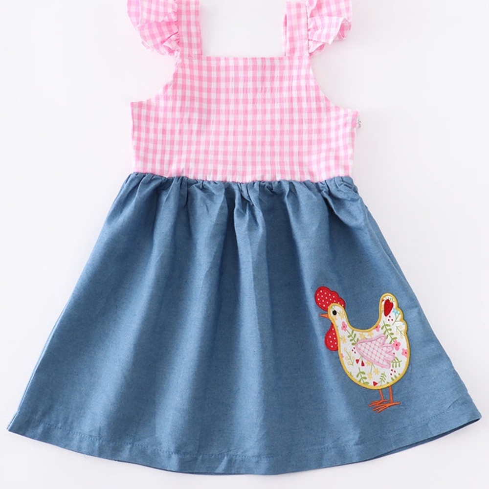 🆕 PINK PLAID GINGHAM CHICKEN DRESS